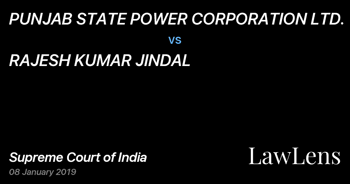 Preview image for PUNJAB STATE POWER CORPORATION LTD. vs. RAJESH KUMAR JINDAL