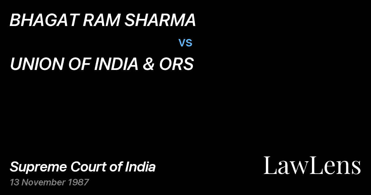Preview image for BHAGAT RAM SHARMA vs. UNION OF INDIA & ORS