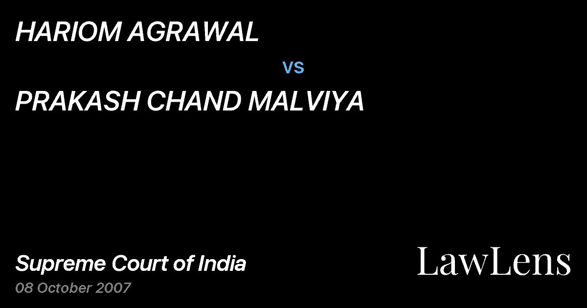Preview image for HARIOM AGRAWAL vs. PRAKASH CHAND MALVIYA