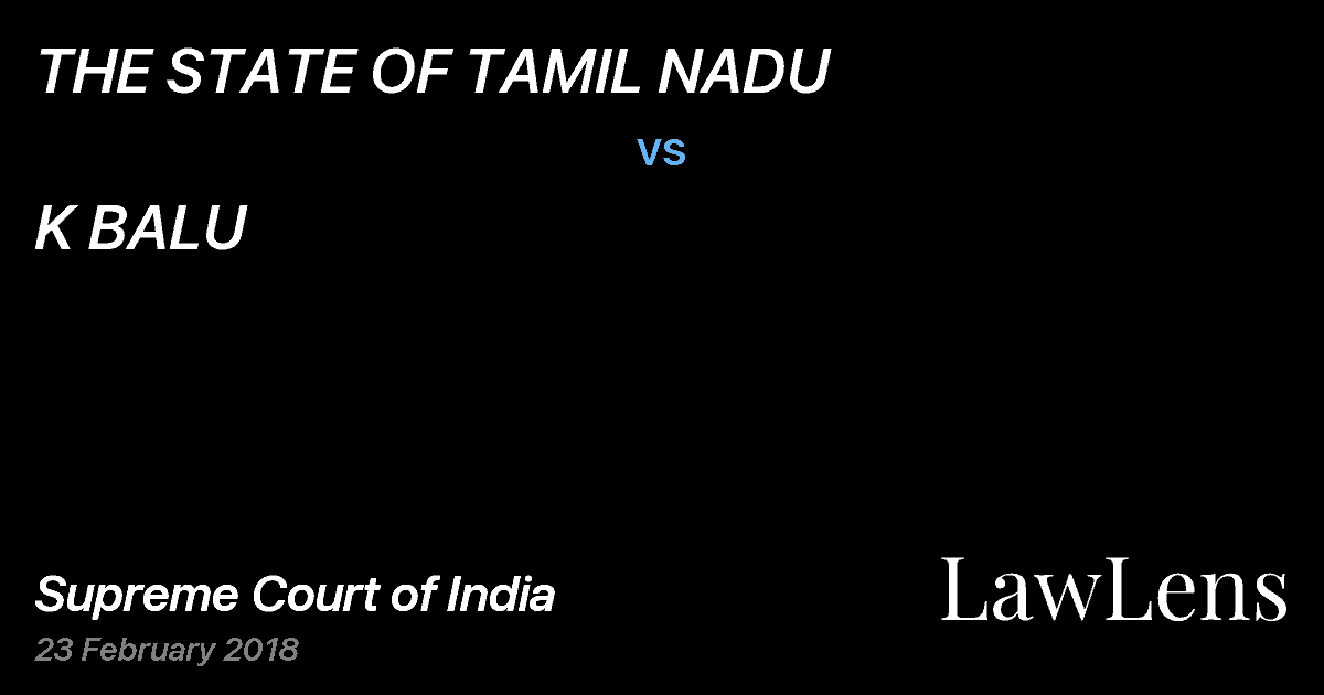 Preview image for THE STATE OF TAMIL NADU vs. K BALU