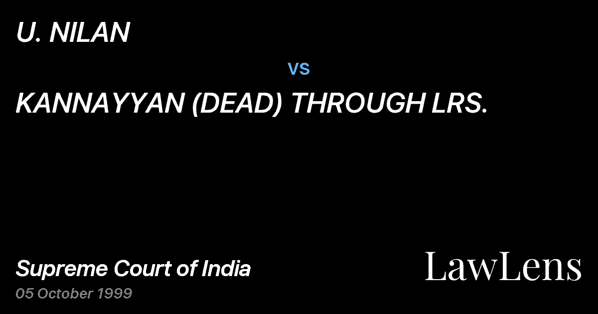 Preview image for U. NILAN vs. KANNAYYAN (DEAD) THROUGH LRS.