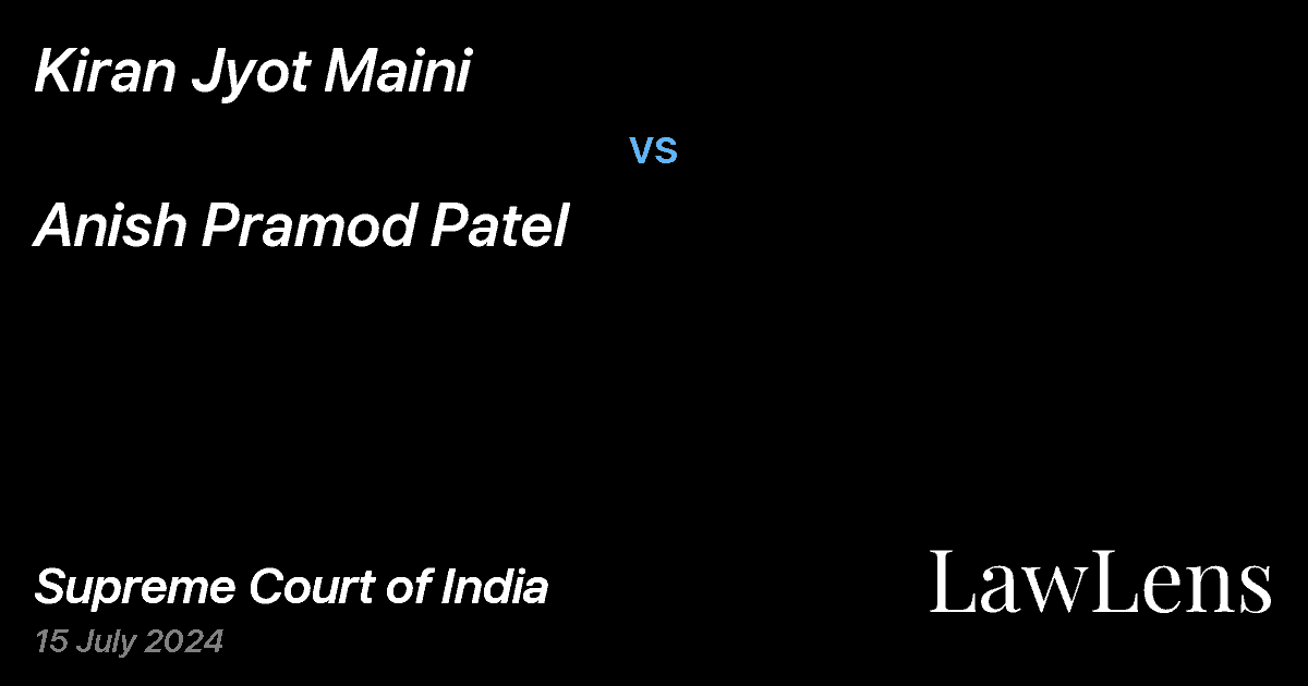 Preview image for KIRAN JYOT MAINI vs. ANISH PRAMOD PATEL