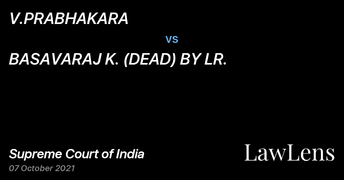 Preview image for V.PRABHAKARA vs. BASAVARAJ K. (DEAD) BY LR.