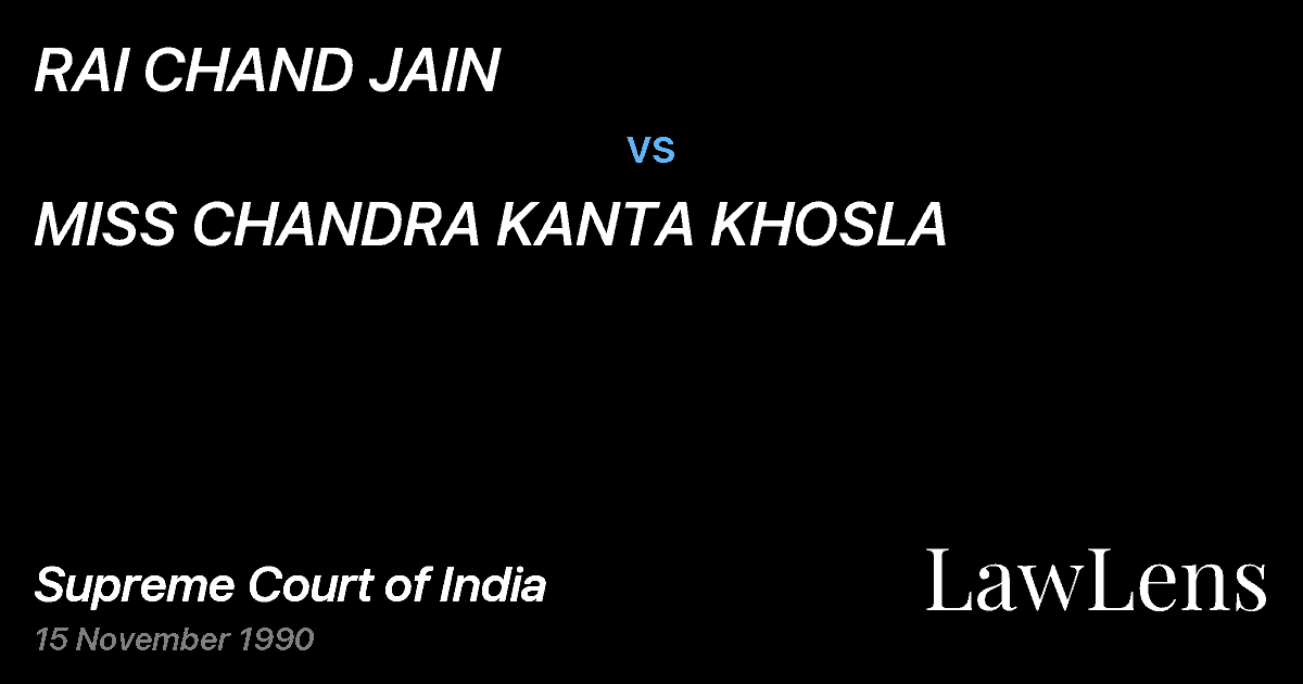 Preview image for RAI CHAND JAIN vs. MISS CHANDRA KANTA KHOSLA