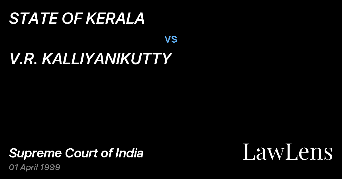 Preview image for STATE OF KERALA vs. V.R. KALLIYANIKUTTY