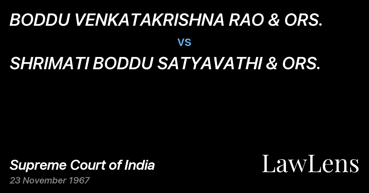 Preview image for BODDU VENKATAKRISHNA RAO & ORS. vs. SHRIMATI BODDU SATYAVATHI & ORS.