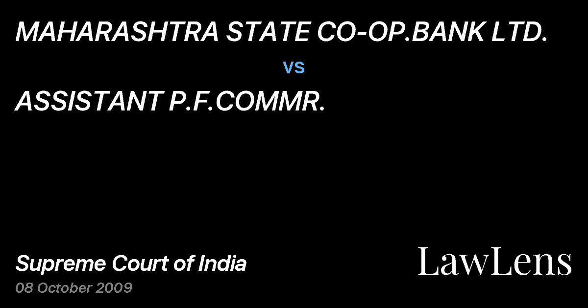 Preview image for MAHARASHTRA STATE CO-OP.BANK LTD. vs. ASSISTANT P.F.COMMR.