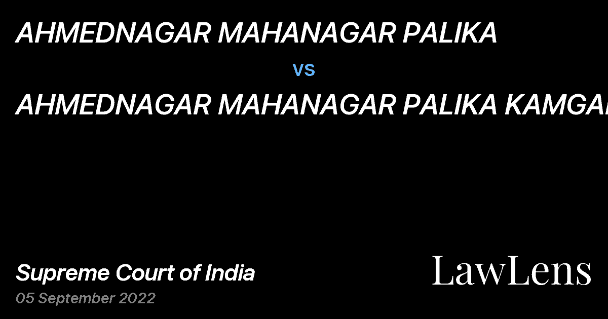 Preview image for AHMEDNAGAR MAHANAGAR PALIKA vs. AHMEDNAGAR MAHANAGAR PALIKA KAMGAR UNION