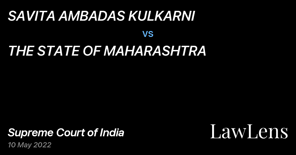 Preview image for SAVITA AMBADAS KULKARNI vs. THE STATE OF MAHARASHTRA