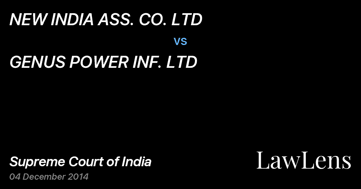 Preview image for NEW INDIA ASS. CO. LTD vs. GENUS POWER INF. LTD