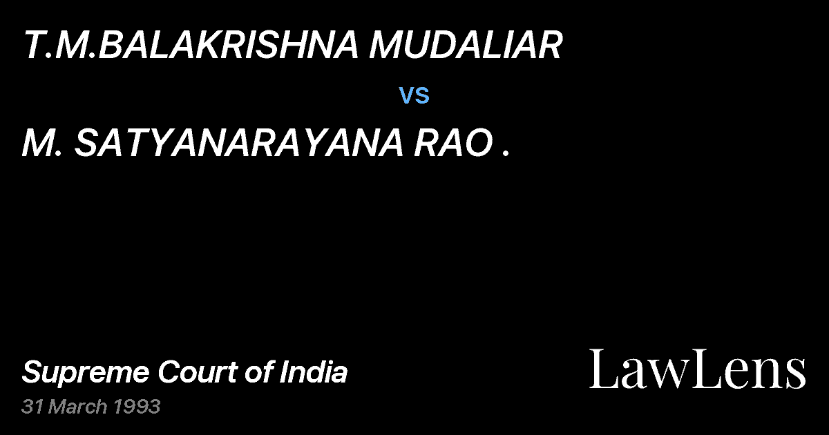Preview image for T.M.BALAKRISHNA MUDALIAR vs. M. SATYANARAYANA RAO .