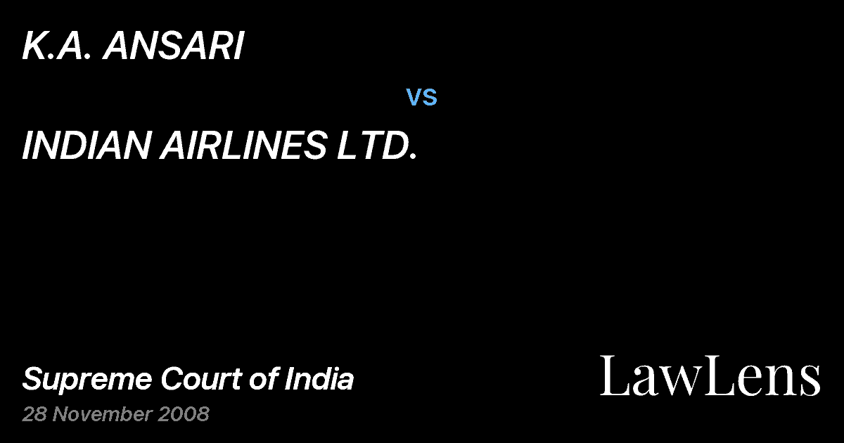 Preview image for K.A. ANSARI vs. INDIAN AIRLINES LTD.