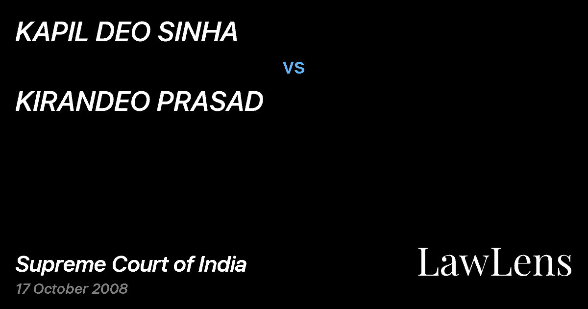 Preview image for KAPIL DEO SINHA vs. KIRANDEO PRASAD