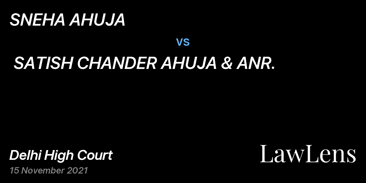 Preview image for SNEHA AHUJA vs. SATISH CHANDER AHUJA & ANR.