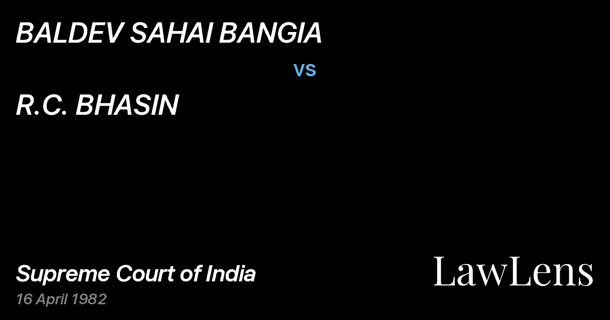 Preview image for BALDEV SAHAI BANGIA vs. R.C. BHASIN