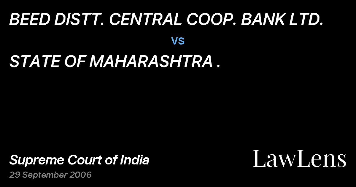 Preview image for BEED DISTT. CENTRAL COOP. BANK LTD. vs. STATE OF MAHARASHTRA .