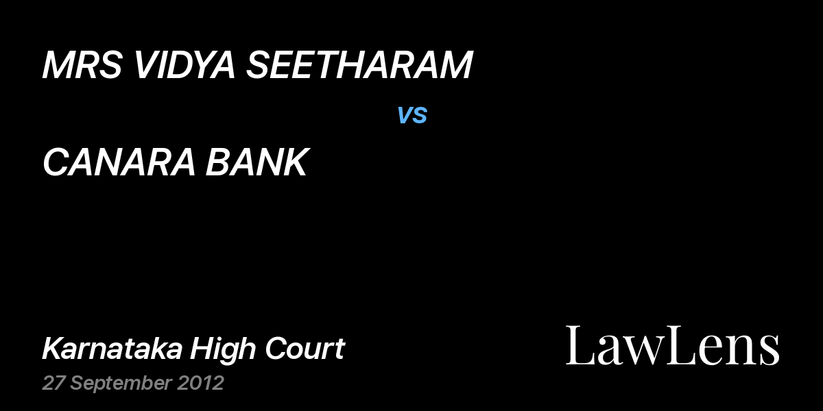 Preview image for MRS VIDYA SEETHARAM vs. CANARA BANK