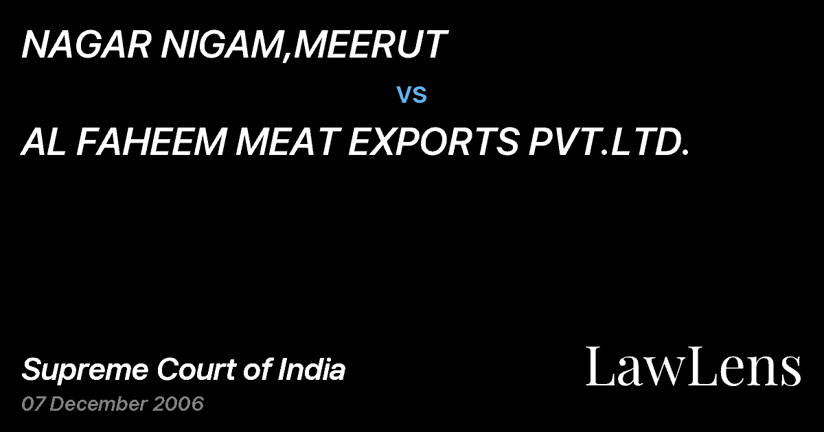 Preview image for NAGAR NIGAM,MEERUT vs. AL FAHEEM MEAT EXPORTS PVT.LTD.