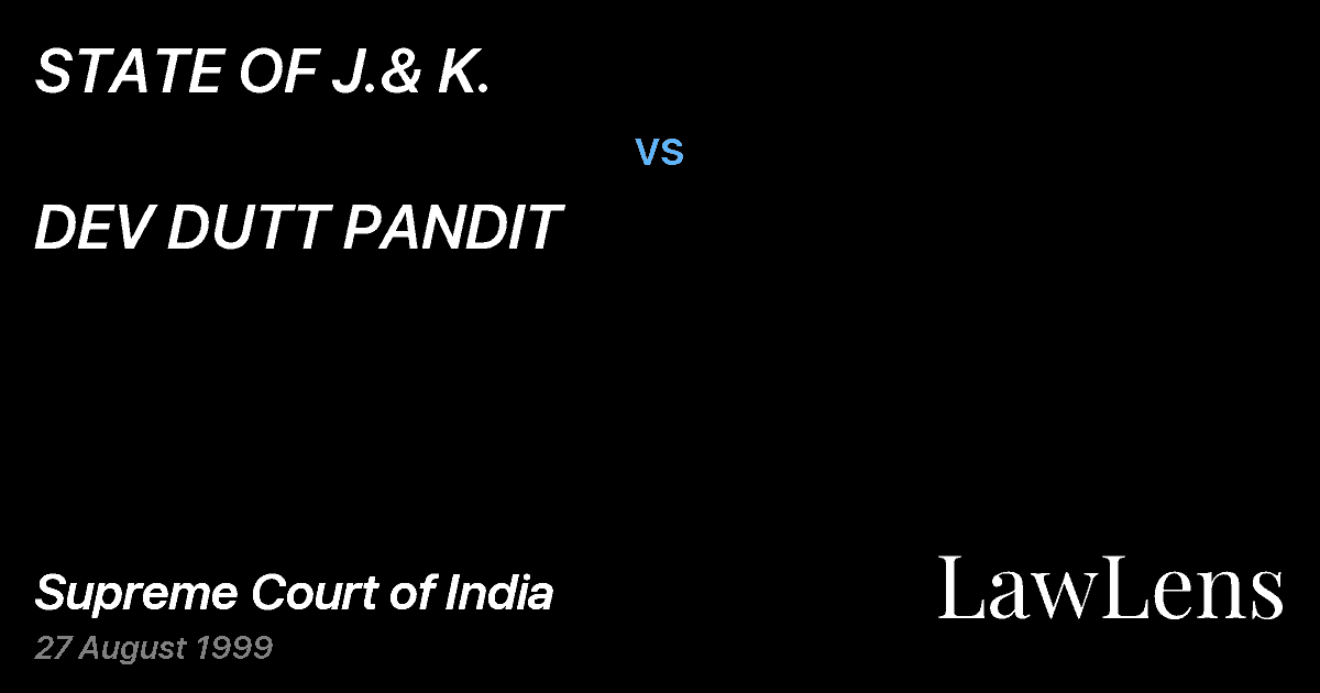 Preview image for STATE OF J.& K. vs. DEV DUTT PANDIT