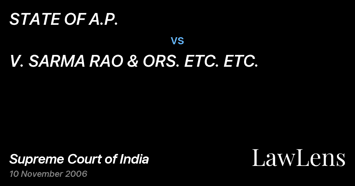 Preview image for STATE OF A.P. vs. V. SARMA RAO & ORS. ETC. ETC.