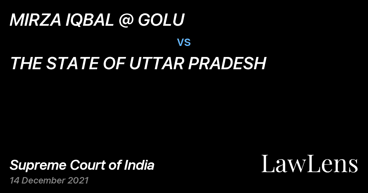 Preview image for MIRZA IQBAL @ GOLU vs. THE STATE OF UTTAR PRADESH