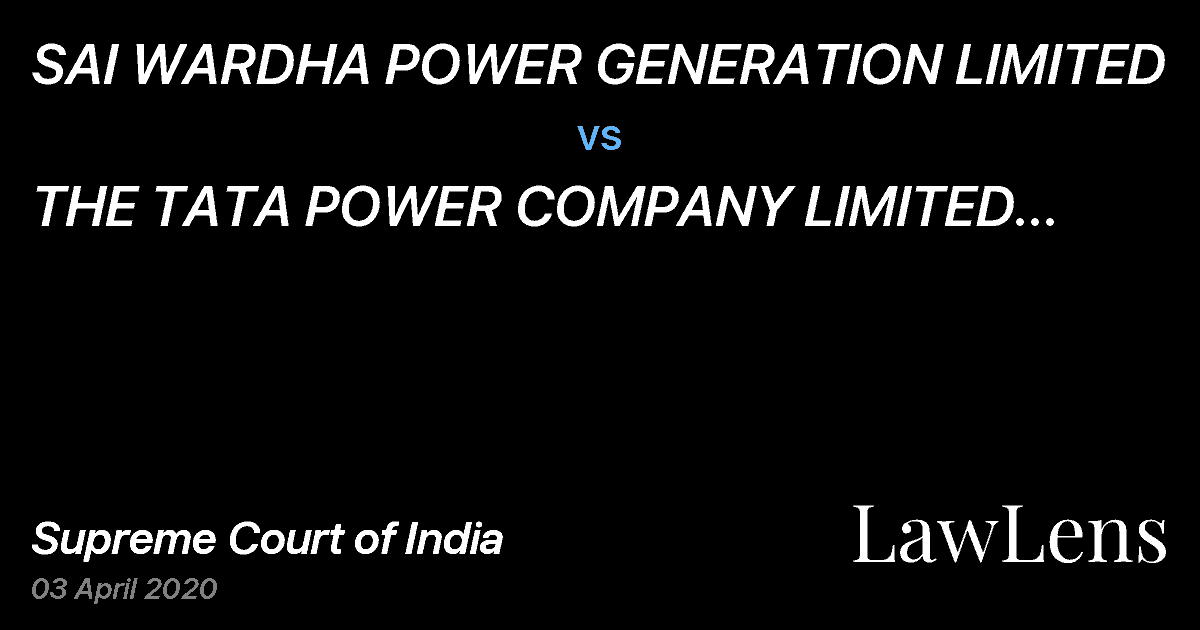 Preview image for SAI WARDHA POWER GENERATION LIMITED vs. THE TATA POWER COMPANY LIMITED DISTRIBUTION