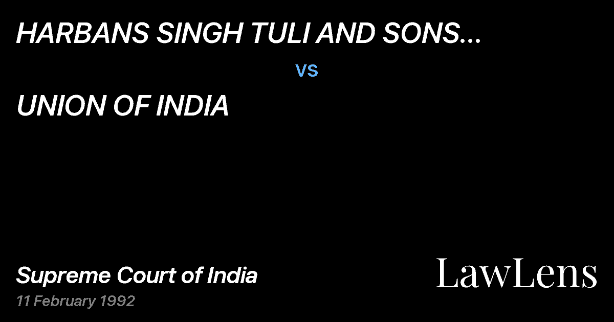 Preview image for HARBANS SINGH TULI AND SONS BUILDERS PVT. LTD. vs. UNION OF INDIA