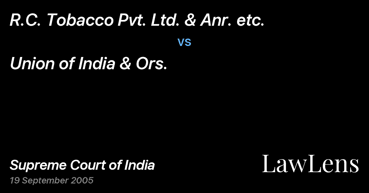 Preview image for R.C. Tobacco Pvt. Ltd. & Anr. etc. vs. Union of India & Ors.