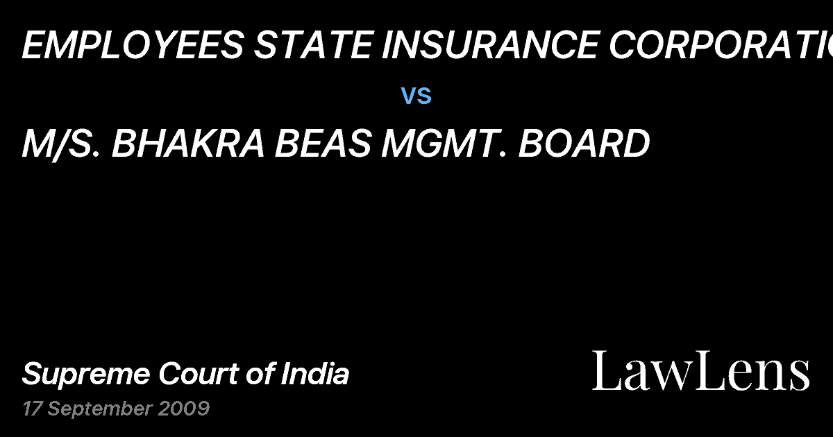 Preview image for EMPLOYEES STATE INSURANCE CORPORATION vs. M/S. BHAKRA BEAS MGMT. BOARD
