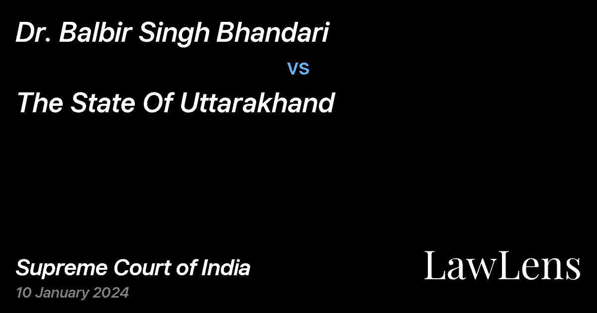 Preview image for Dr. Balbir Singh Bhandari vs. The State Of Uttarakhand