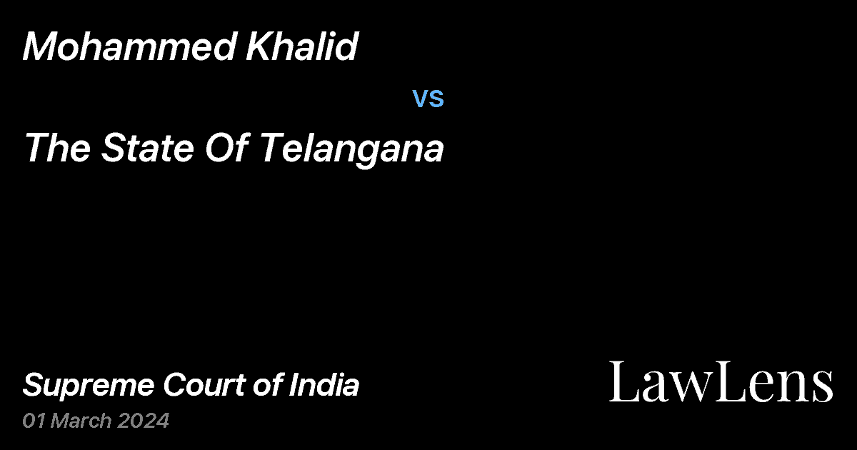 Preview image for Mohammed Khalid vs. The State Of Telangana