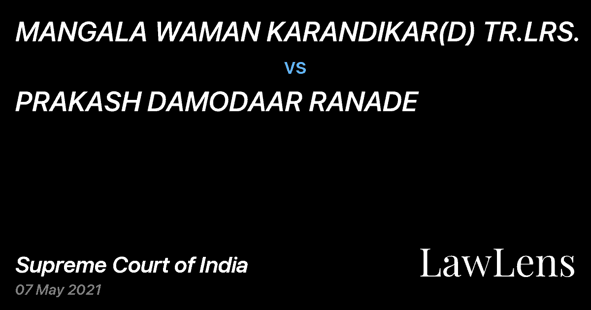 Preview image for MANGALA WAMAN KARANDIKAR(D) TR.LRS. vs. PRAKASH DAMODAAR RANADE
