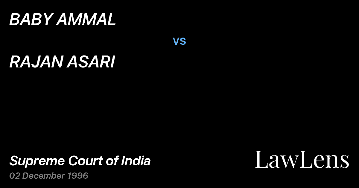 Preview image for BABY AMMAL vs. RAJAN ASARI