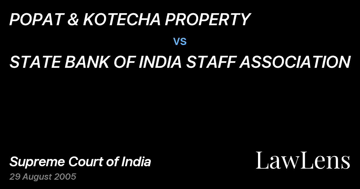 Preview image for POPAT & KOTECHA PROPERTY vs. STATE BANK OF INDIA STAFF ASSOCIATION