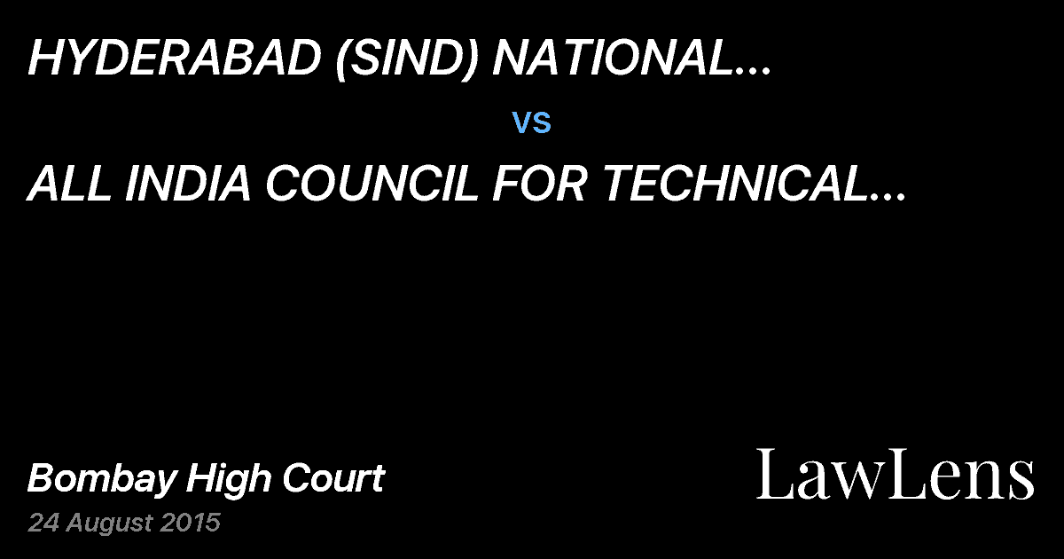 Preview image for HYDERABAD (SIND) NATIONAL COLLEGIATE BOARD AND ANR  vs.  ALL INDIA COUNCIL FOR TECHNICAL EDUCATION (AICTE) THROUGH ITS ADVISOR-II AND ORS
