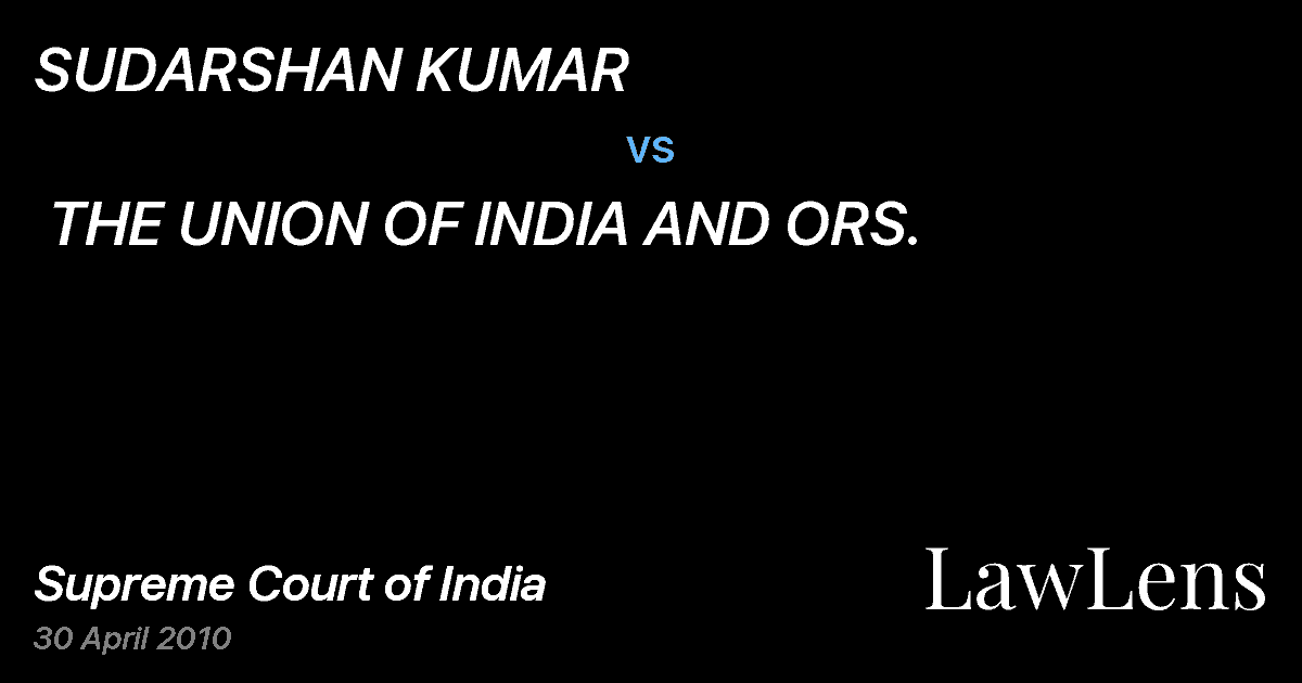 Preview image for SUDARSHAN KUMAR  vs.  THE UNION OF INDIA AND ORS.