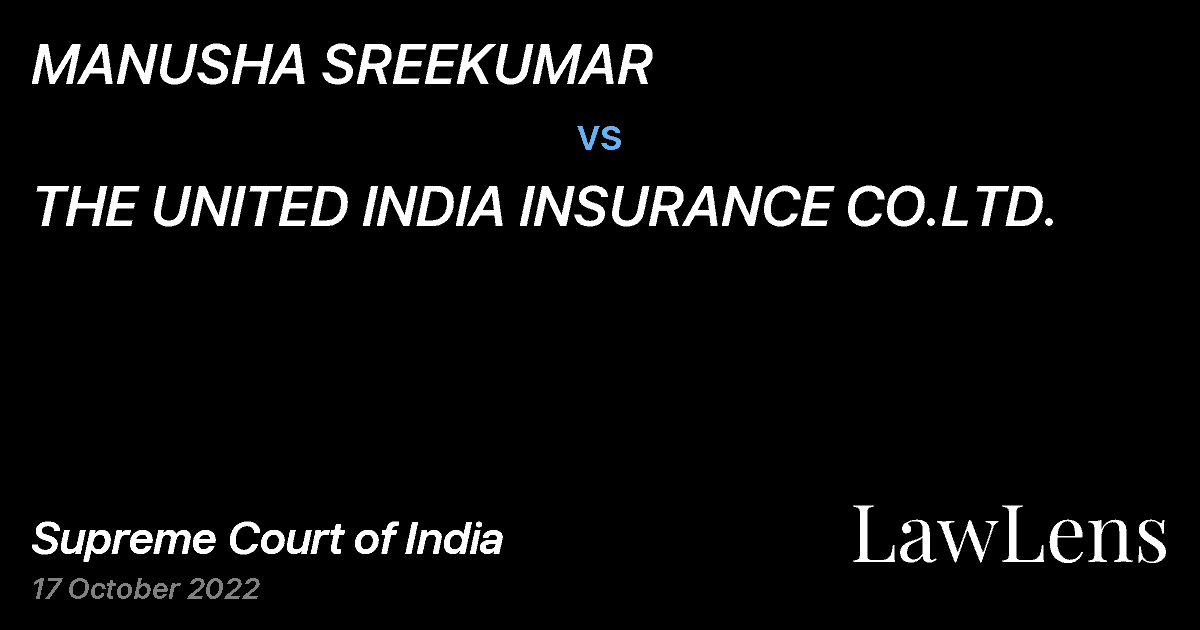 Preview image for MANUSHA SREEKUMAR vs. THE UNITED INDIA INSURANCE CO.LTD.