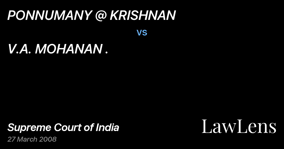 Preview image for PONNUMANY @ KRISHNAN vs. V.A. MOHANAN .