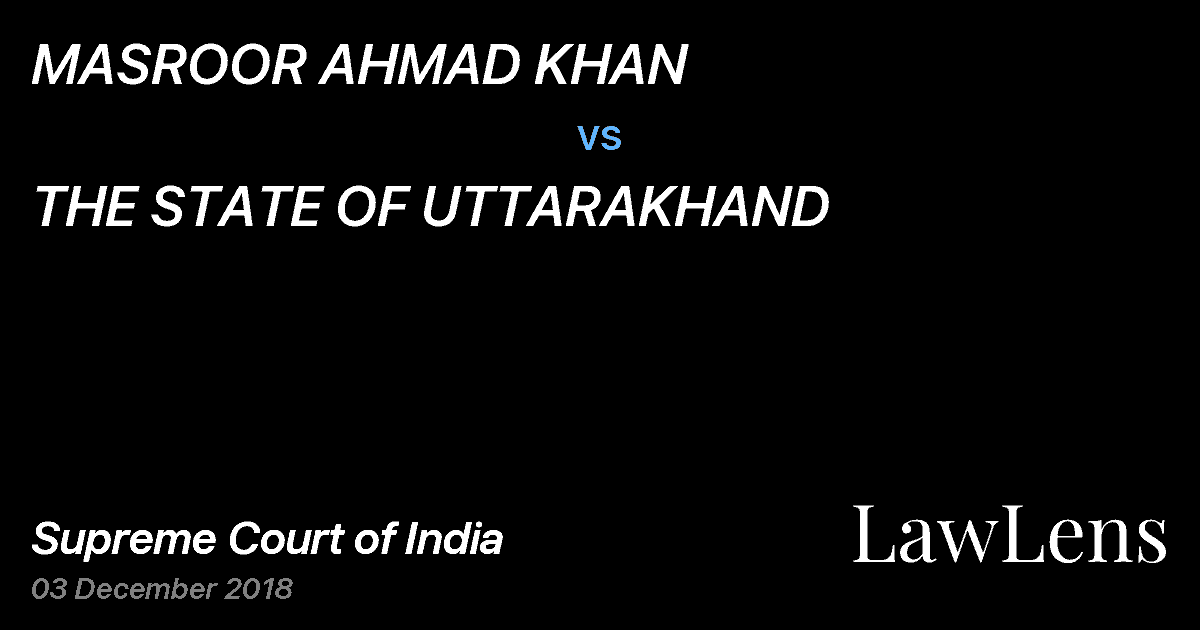 Preview image for MASROOR AHMAD KHAN vs. THE STATE OF UTTARAKHAND