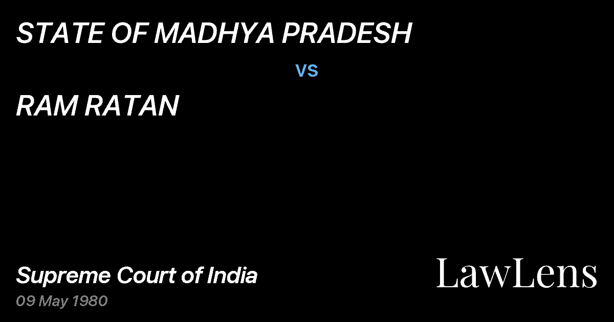 Preview image for STATE OF MADHYA PRADESH vs. RAM RATAN