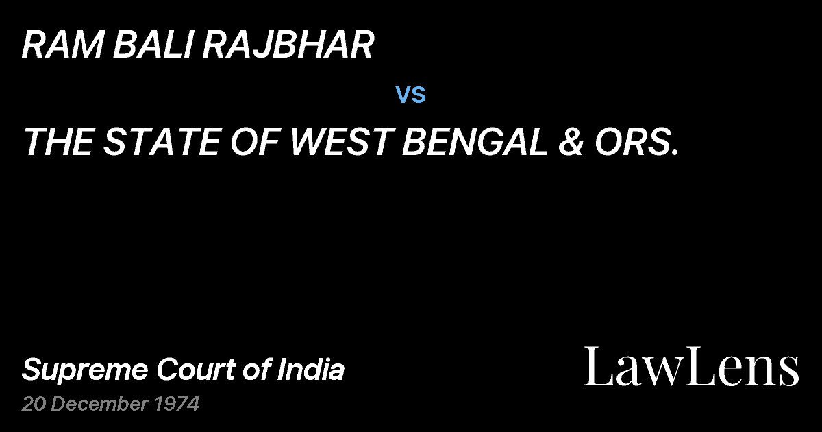 Preview image for RAM BALI RAJBHAR vs. THE STATE OF WEST BENGAL & ORS.