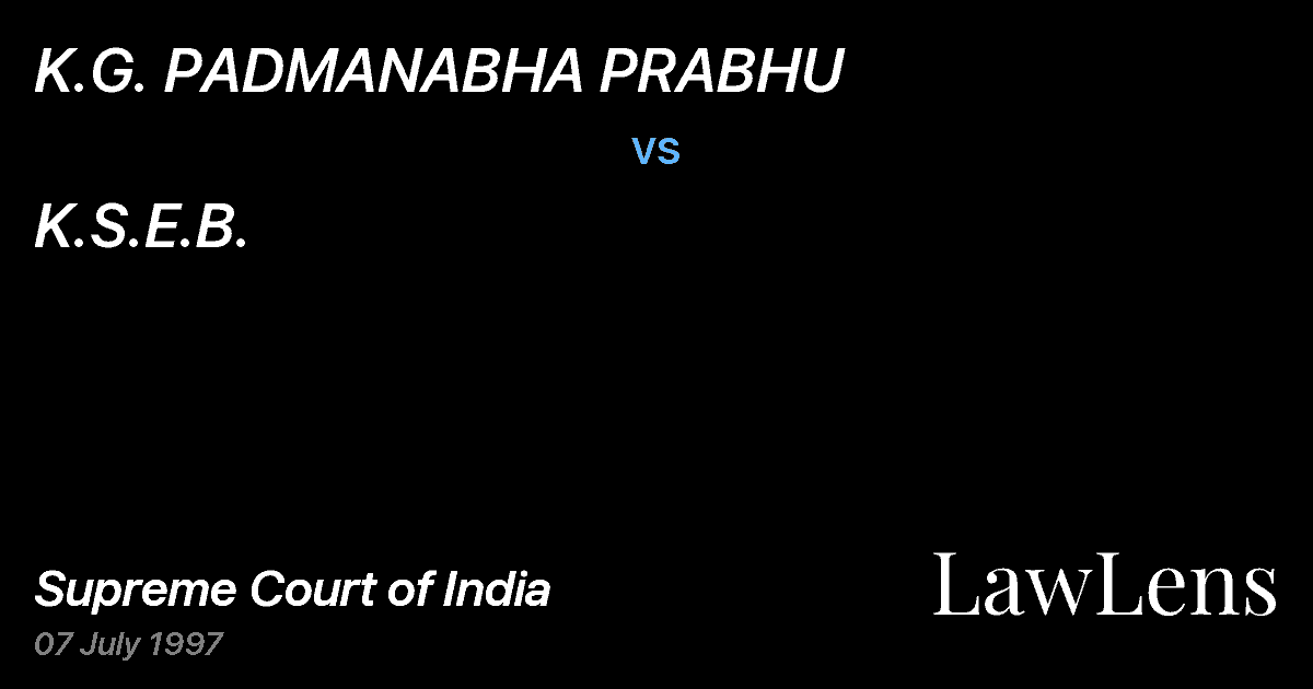 Preview image for K.G. PADMANABHA PRABHU vs. K.S.E.B.