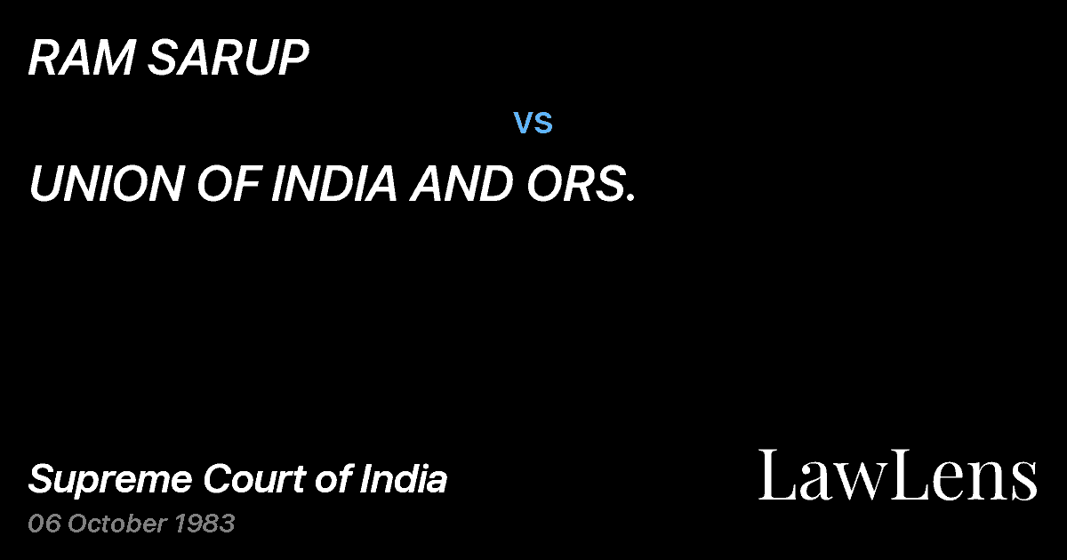 Preview image for RAM SARUP vs. UNION OF INDIA AND ORS.
