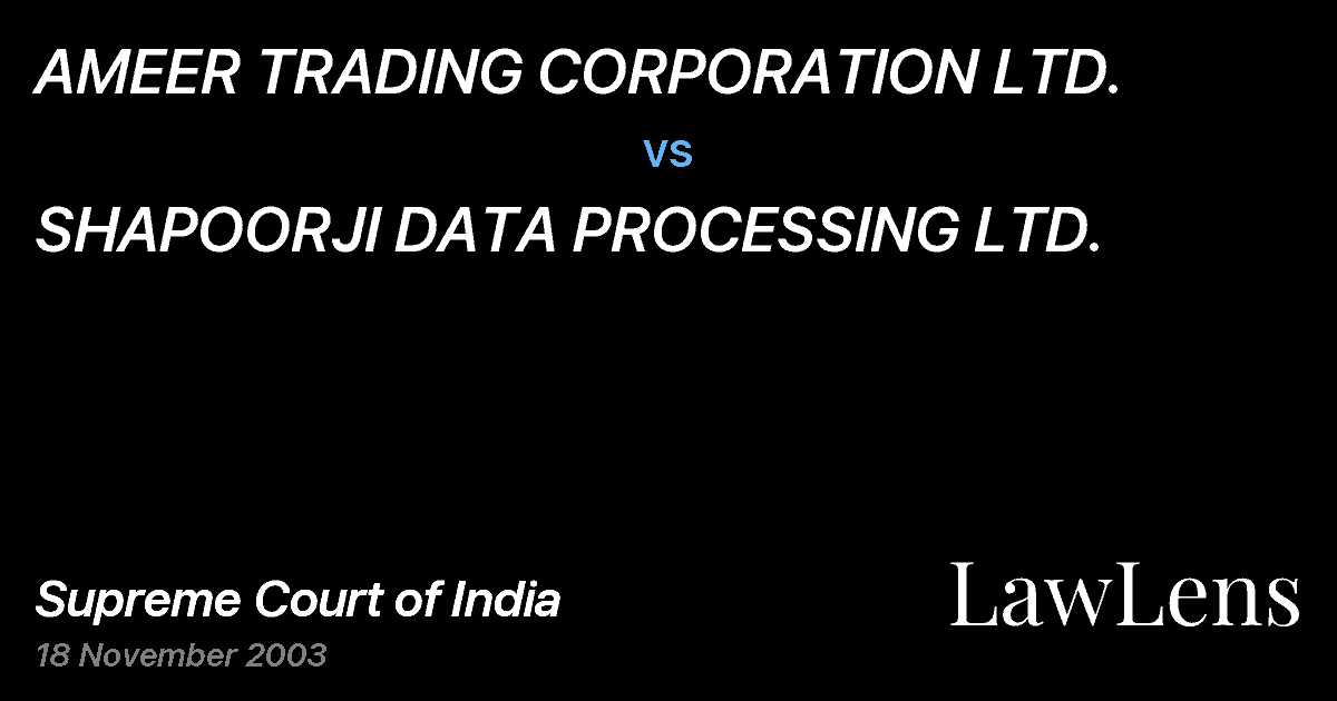 Preview image for AMEER TRADING CORPORATION LTD. vs. SHAPOORJI DATA PROCESSING LTD.