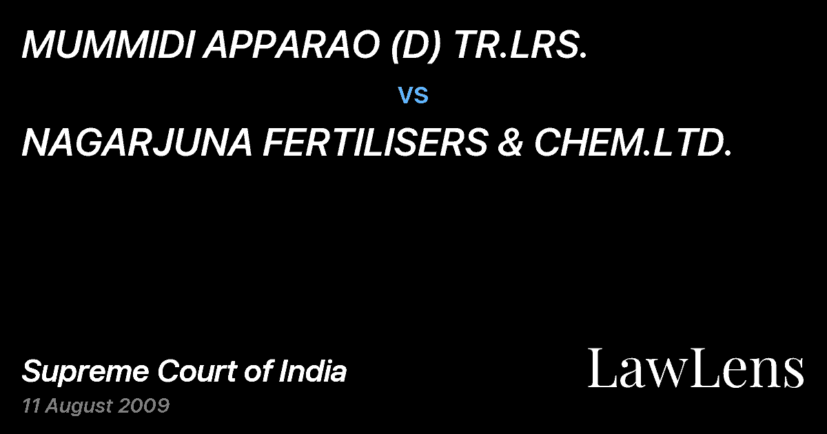 Preview image for MUMMIDI APPARAO (D) TR.LRS. vs. NAGARJUNA FERTILISERS & CHEM.LTD.