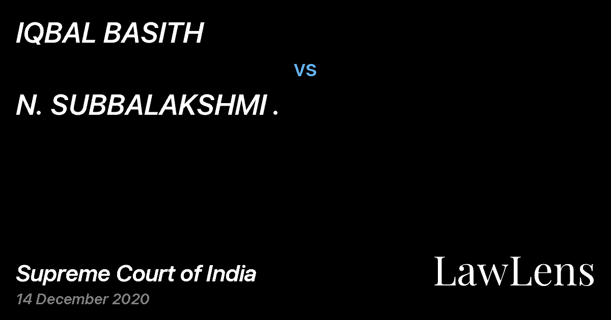 Preview image for IQBAL BASITH vs. N. SUBBALAKSHMI .
