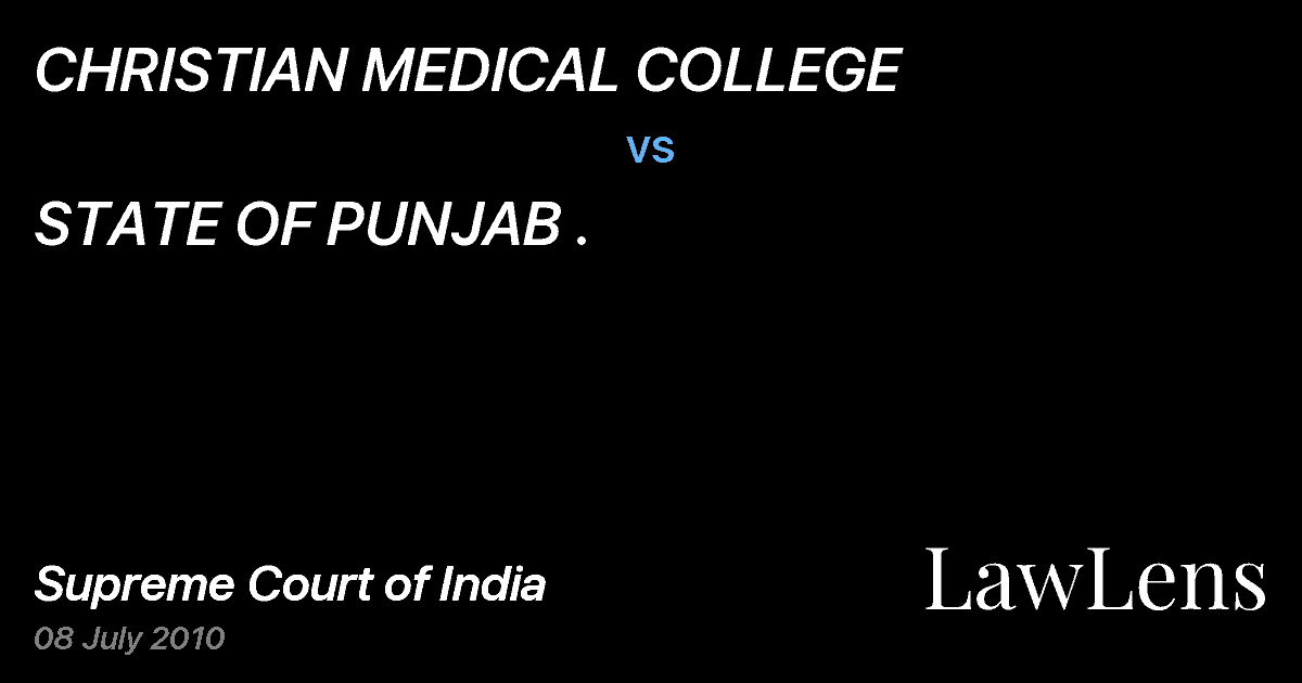 Preview image for CHRISTIAN MEDICAL COLLEGE vs. STATE OF PUNJAB .