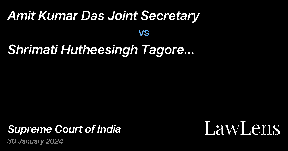Preview image for Amit Kumar Das Joint Secretary vs. Shrimati Hutheesingh Tagore Charitable Trust (Sole Respondent)