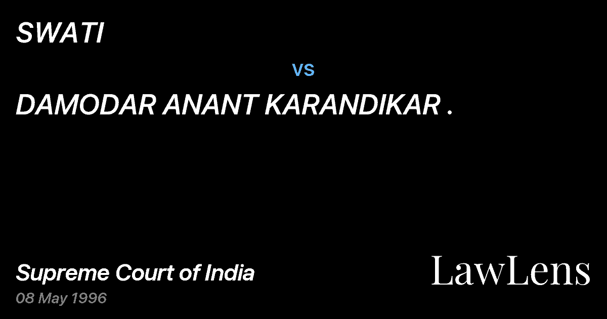 Preview image for SWATI vs. DAMODAR ANANT KARANDIKAR .