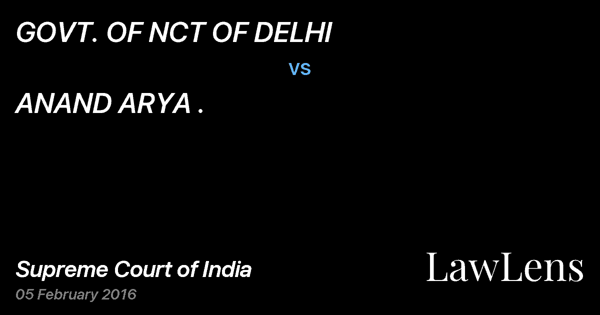 Preview image for GOVT. OF NCT OF DELHI vs. ANAND ARYA .